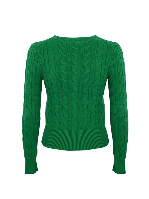 Cardigan a trecce in cotone Verde con logo POLO RALPH LAUREN | 211891643020